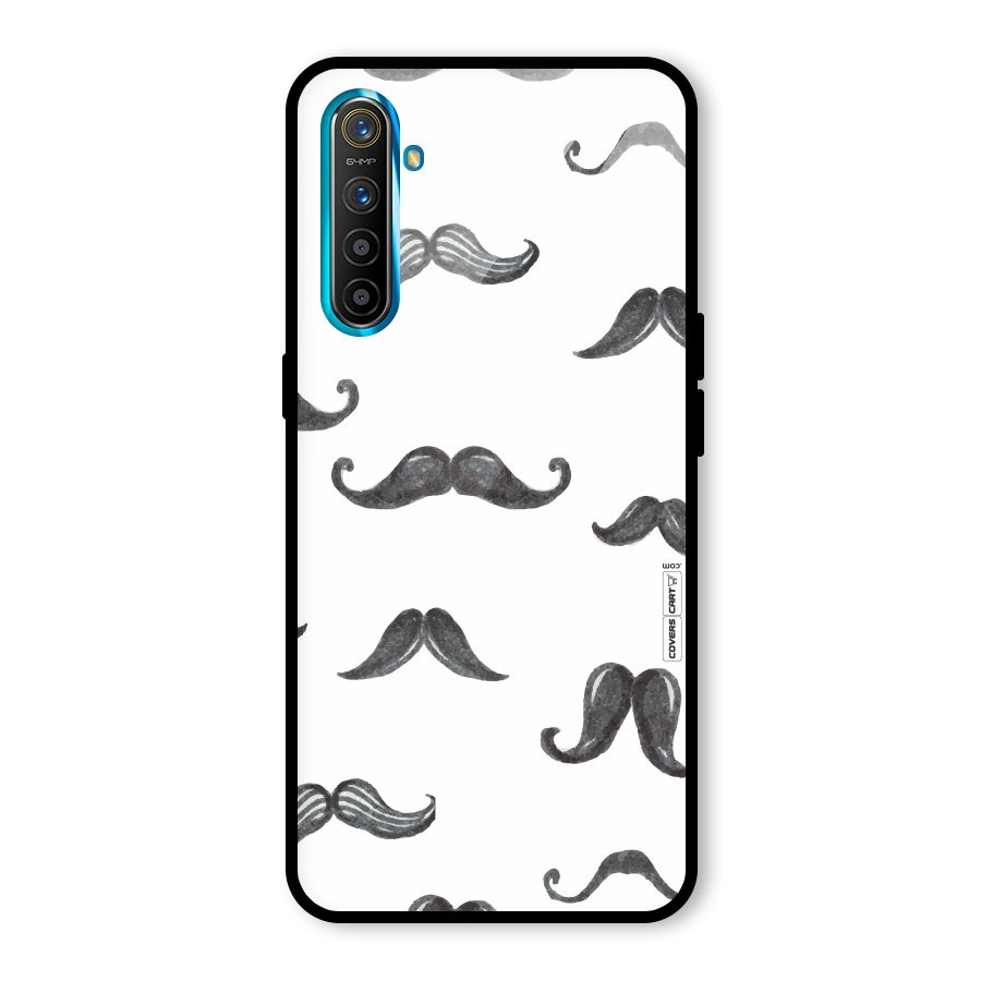 Moustache Pattern (Black) Glass Back Case for Realme X2