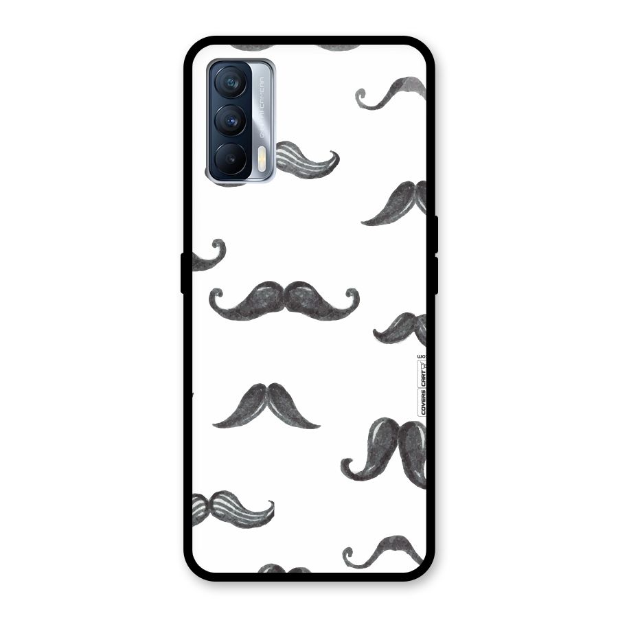 Moustache Pattern (Black) Glass Back Case for Realme X7