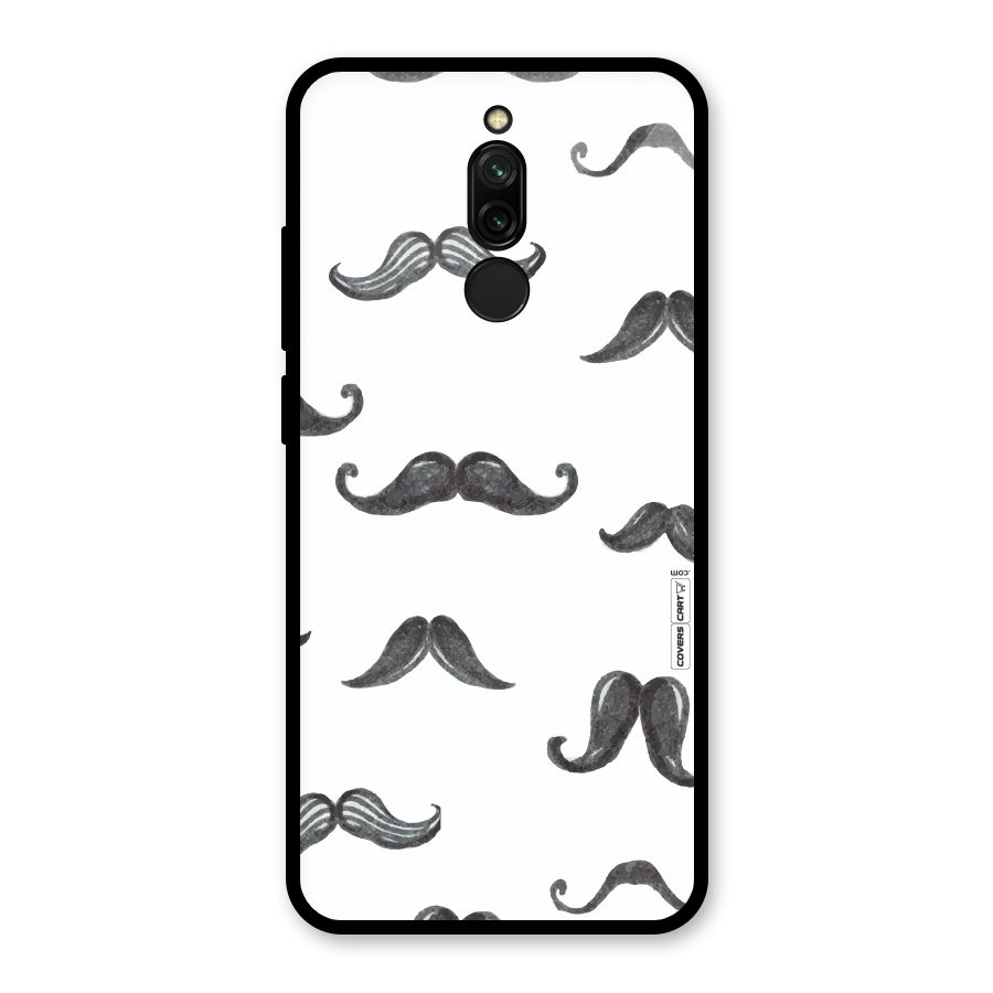 Moustache Pattern (Black) Glass Back Case for Redmi 8