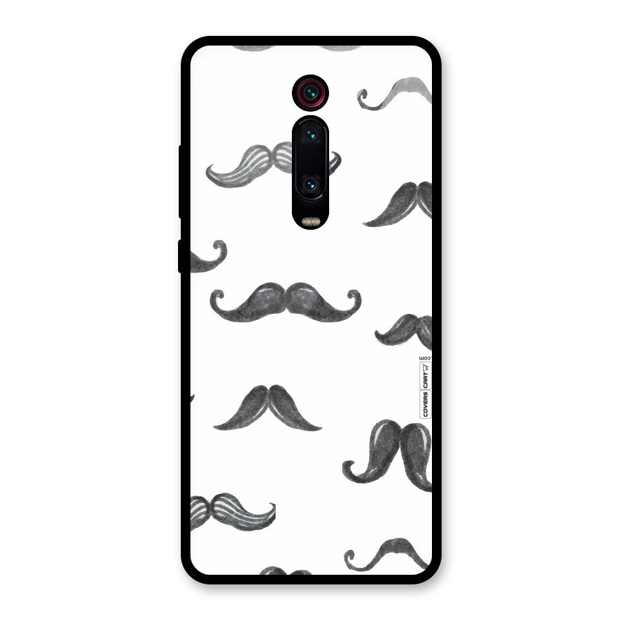 Moustache Pattern (Black) Glass Back Case for Redmi K20 Pro