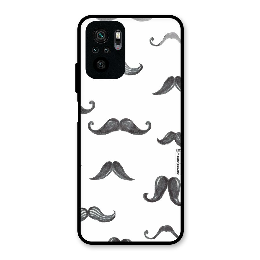 Moustache Pattern (Black) Glass Back Case for Redmi Note 10S