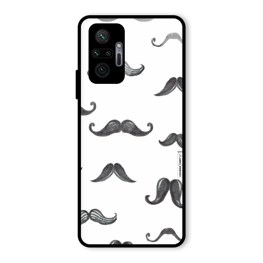 Moustache Pattern (Black) Glass Back Case for Redmi Note 10 Pro