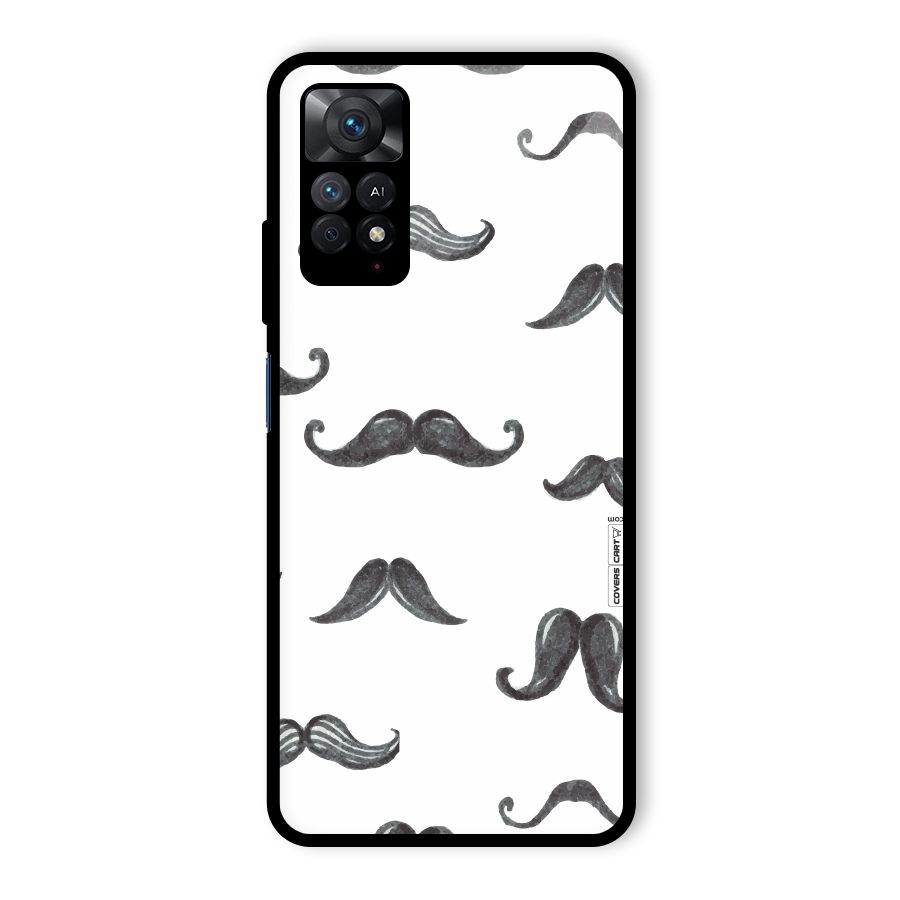 Moustache Pattern (Black) Glass Back Case for Redmi Note 11 Pro
