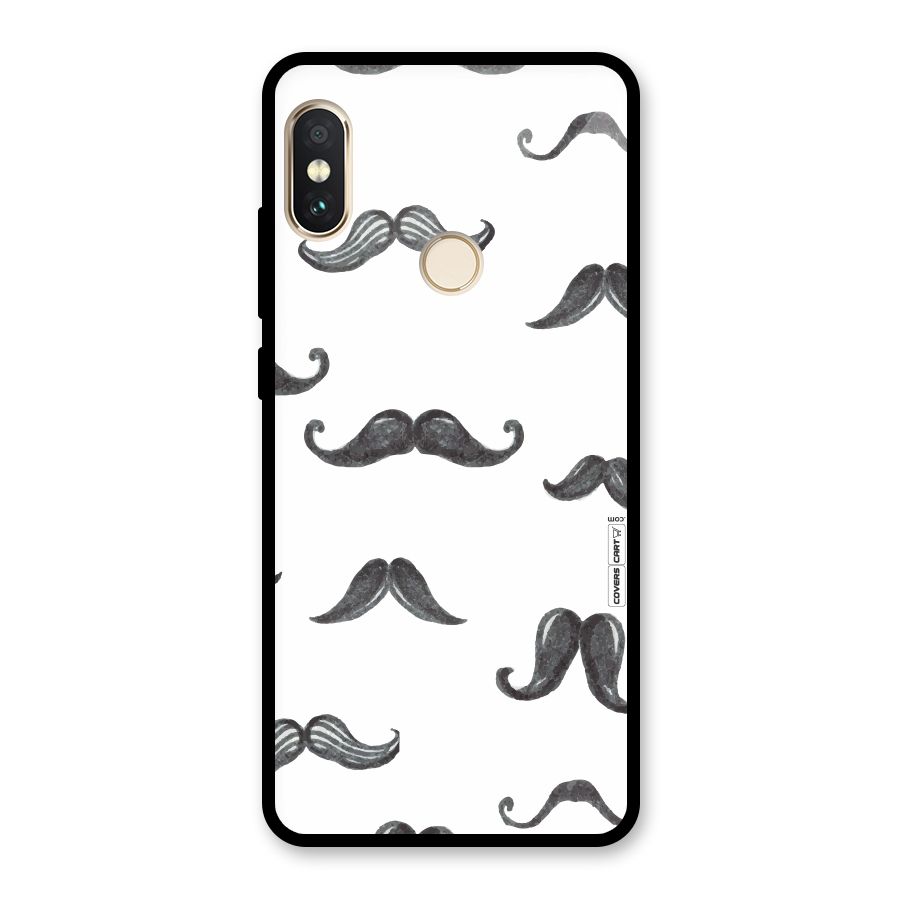 Moustache Pattern (Black) Glass Back Case for Redmi Note 5 Pro