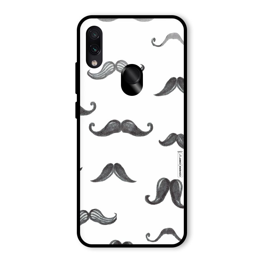 Moustache Pattern (Black) Glass Back Case for Redmi Note 7 Pro
