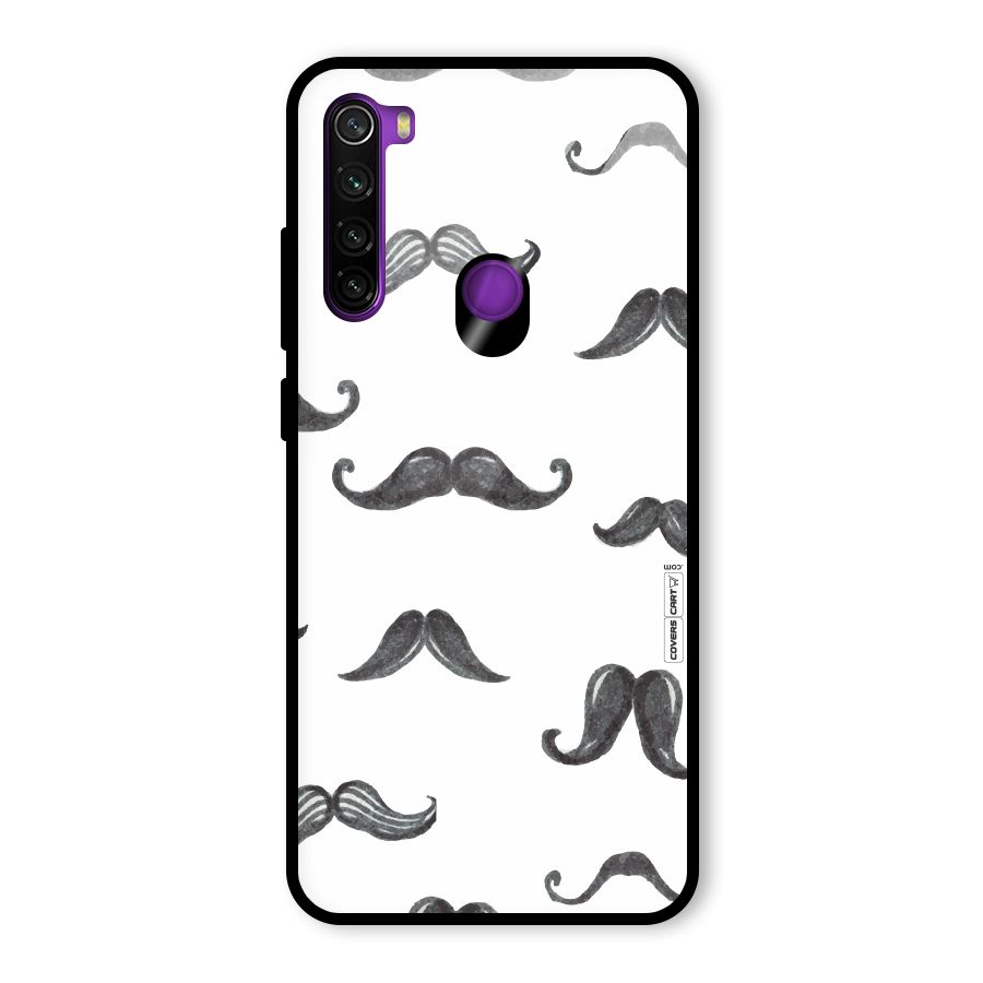 Moustache Pattern (Black) Glass Back Case for Redmi Note 8