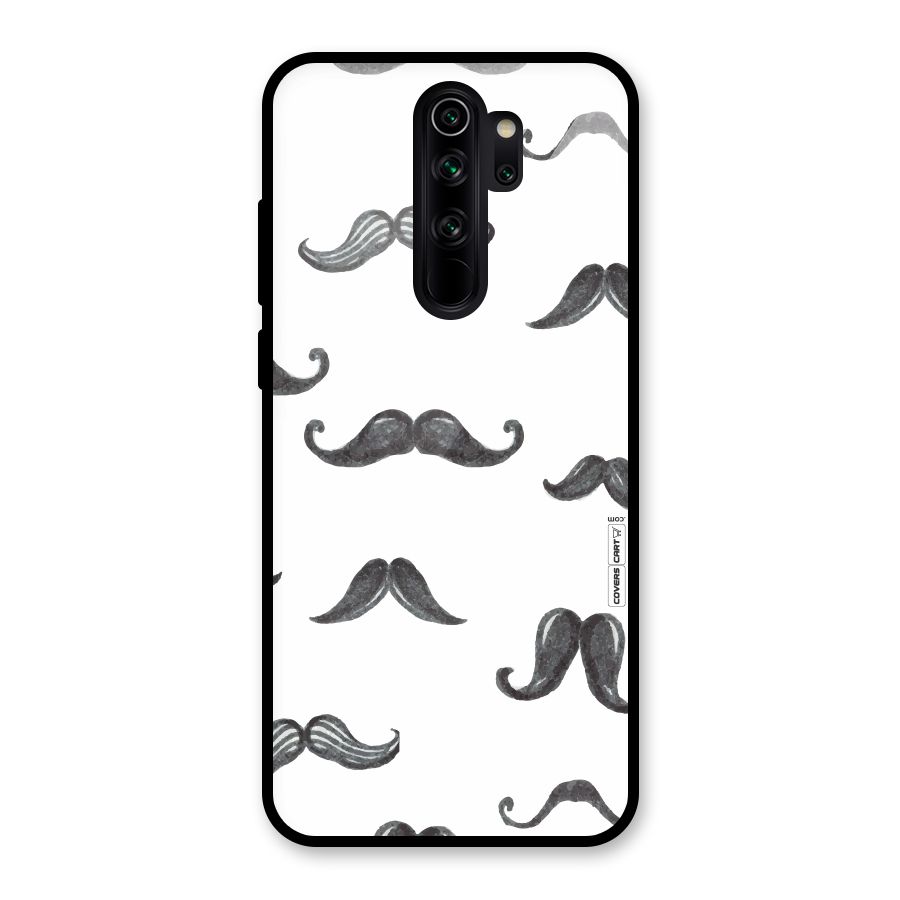 Moustache Pattern (Black) Glass Back Case for Redmi Note 8 Pro