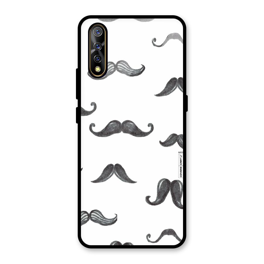 Moustache Pattern (Black) Glass Back Case for Vivo S1