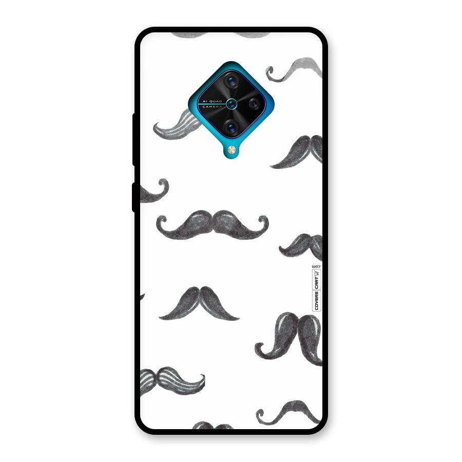 Moustache Pattern (Black) Glass Back Case for Vivo S1 Pro