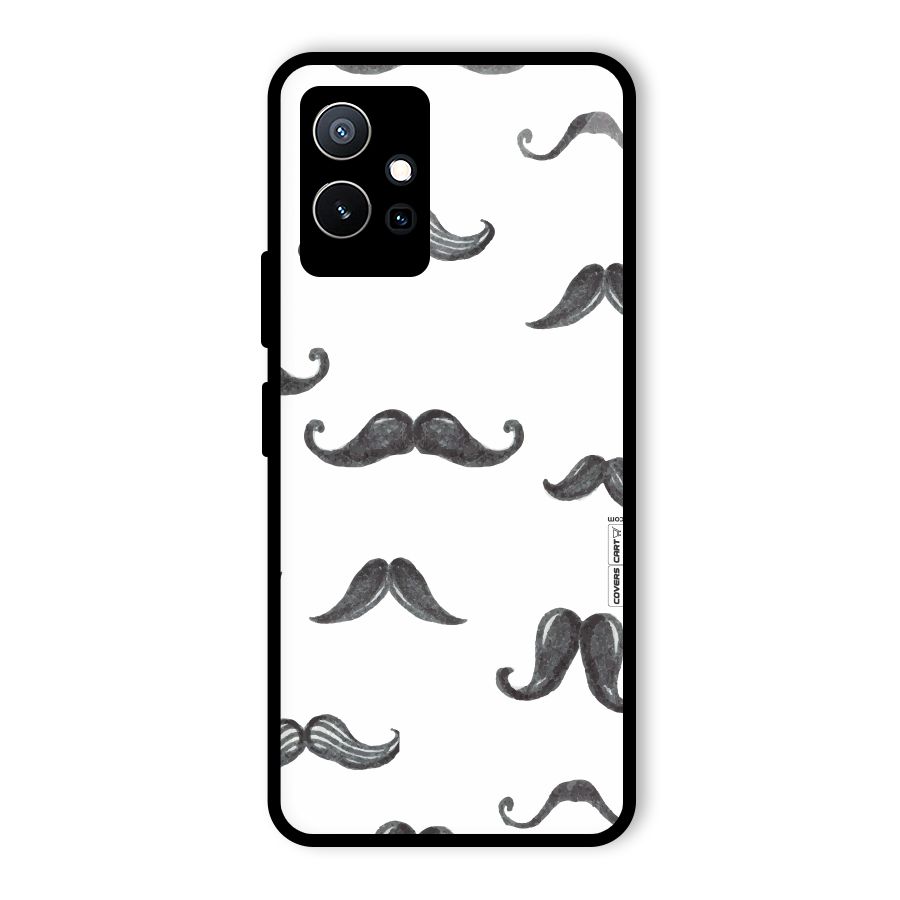 Moustache Pattern (Black) Glass Back Case for Vivo T1 5G