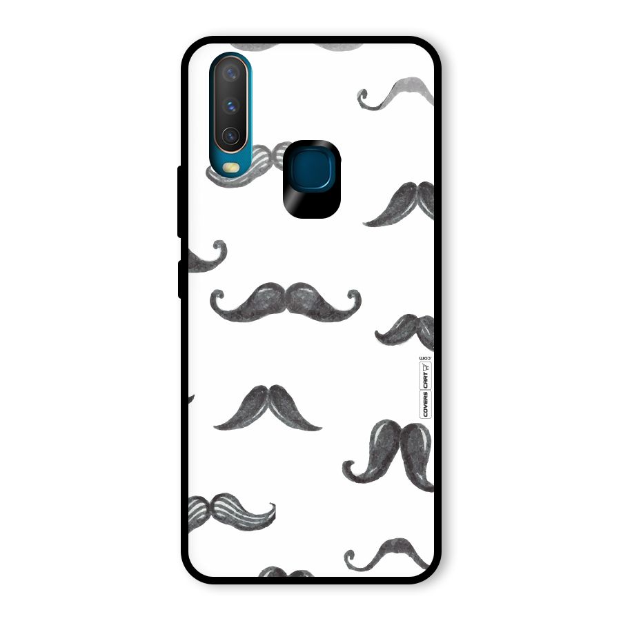 Moustache Pattern (Black) Glass Back Case for Vivo U10