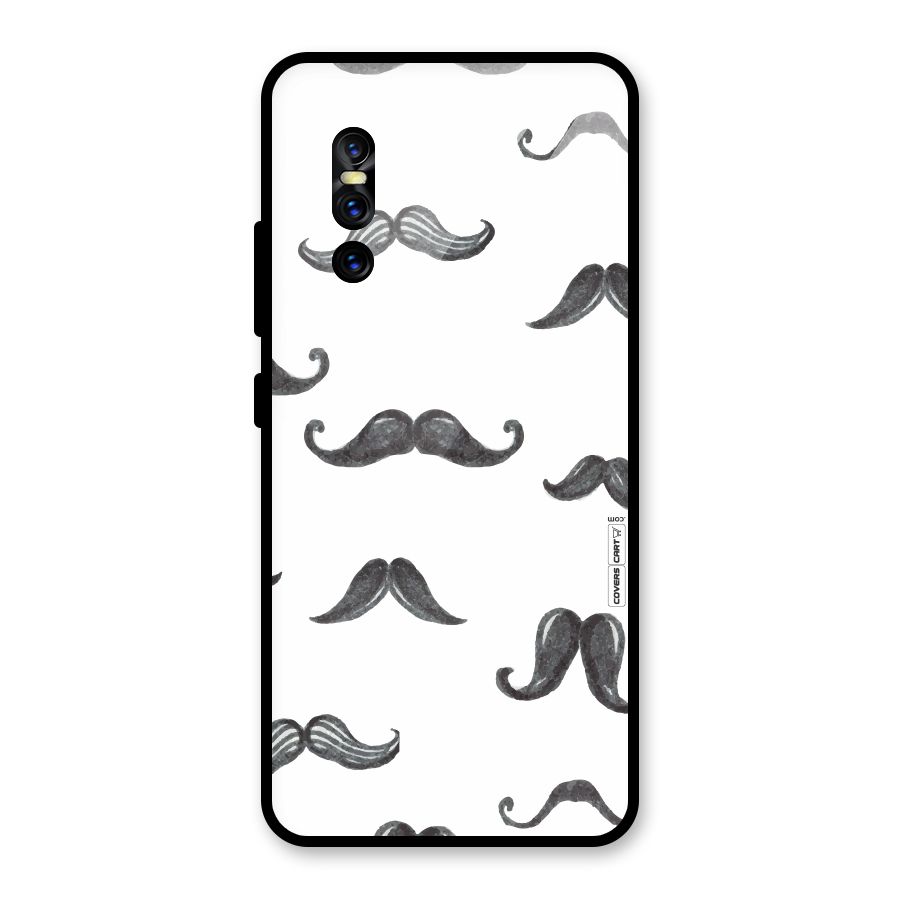 Moustache Pattern (Black) Glass Back Case for Vivo V15 Pro
