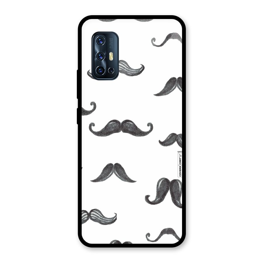 Moustache Pattern (Black) Glass Back Case for Vivo V17