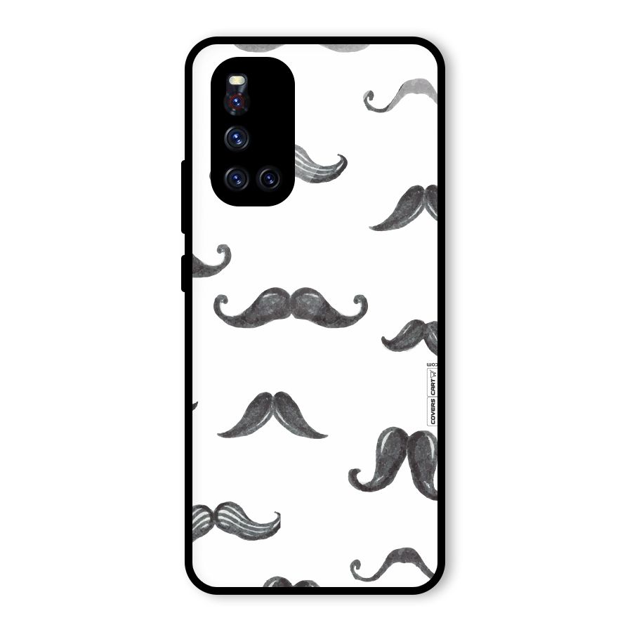 Moustache Pattern (Black) Glass Back Case for Vivo V19