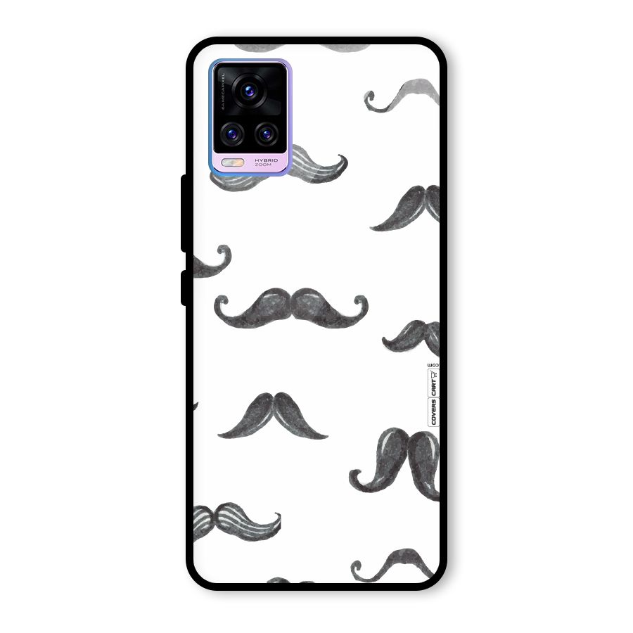 Moustache Pattern (Black) Glass Back Case for Vivo V20 Pro