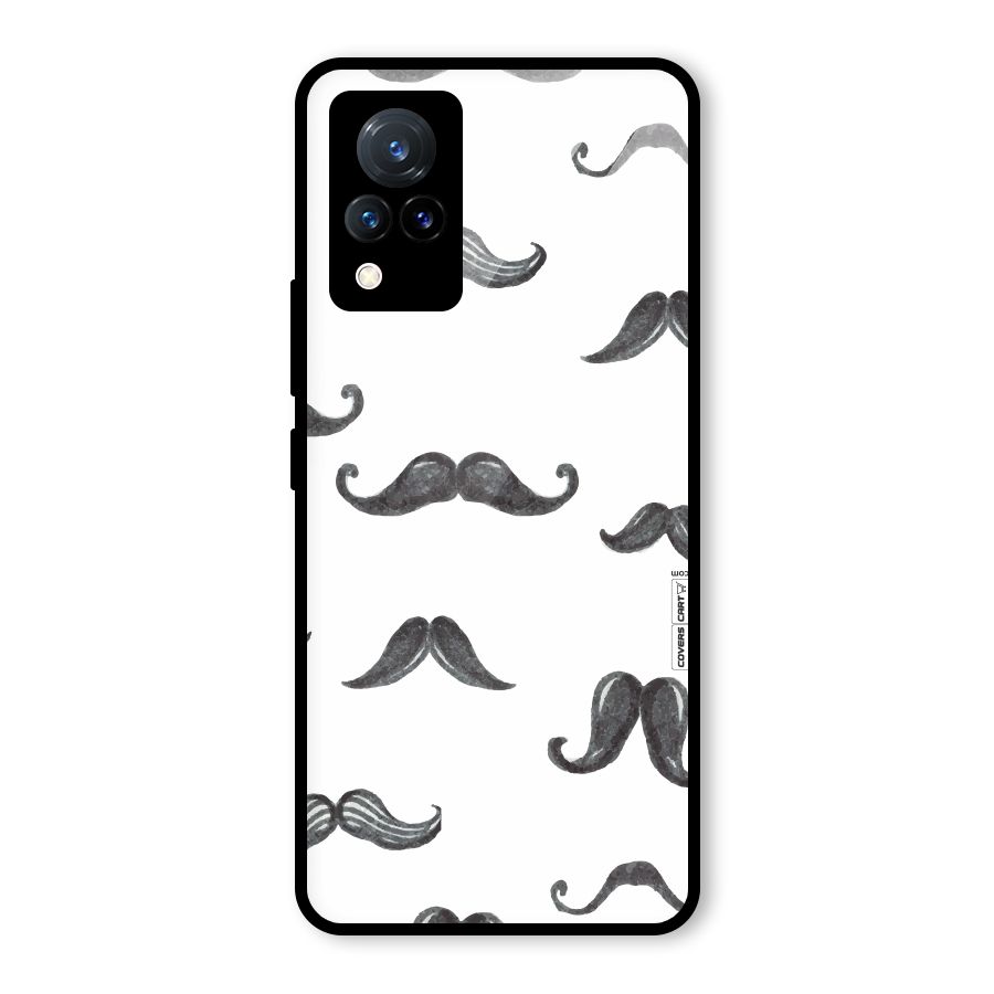 Moustache Pattern (Black) Glass Back Case for Vivo V21 5G