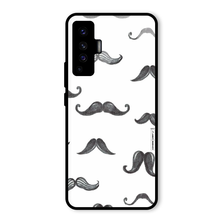 Moustache Pattern (Black) Glass Back Case for Vivo X50