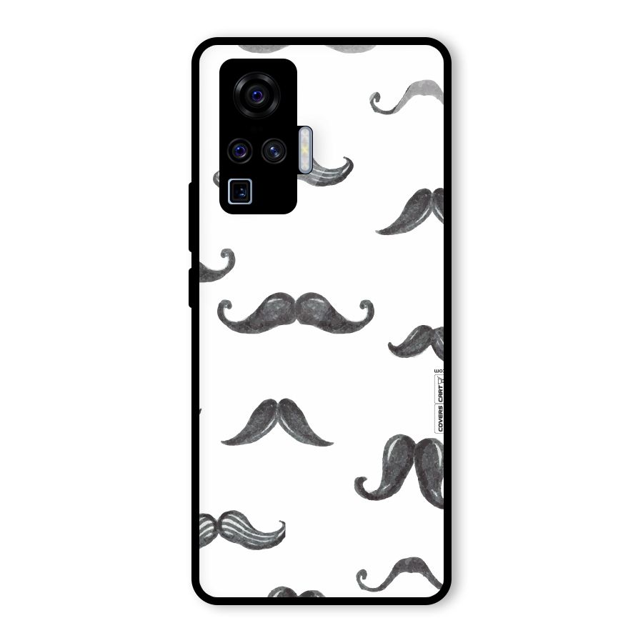 Moustache Pattern (Black) Glass Back Case for Vivo X50 Pro