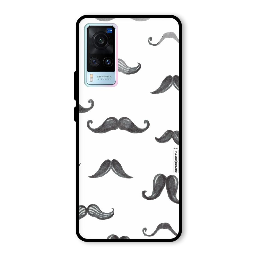 Moustache Pattern (Black) Glass Back Case for Vivo X60