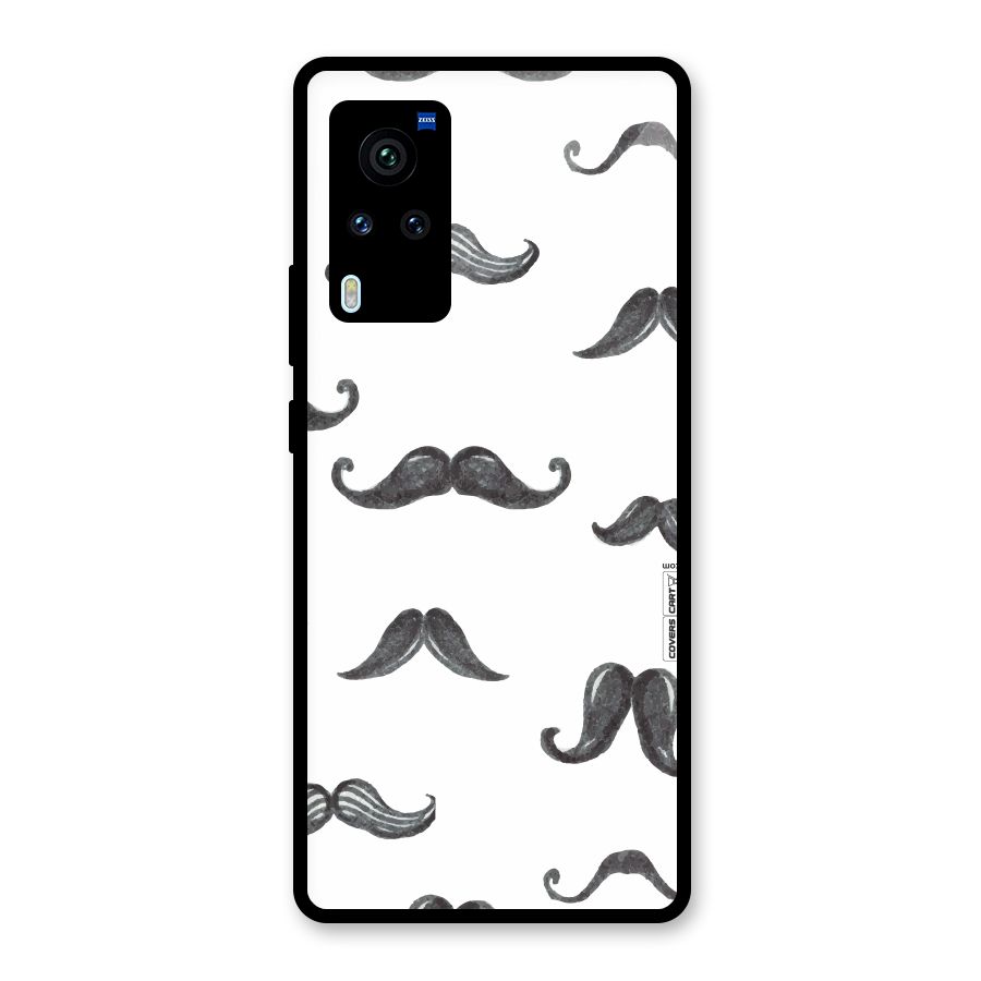 Moustache Pattern (Black) Glass Back Case for Vivo X60 Pro