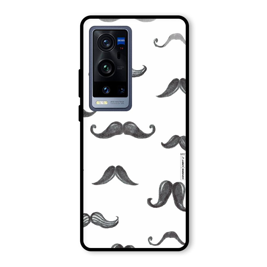 Moustache Pattern (Black) Glass Back Case for Vivo X60 Pro Plus
