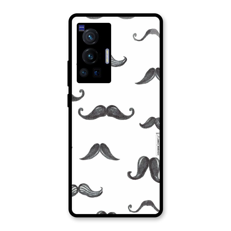 Moustache Pattern (Black) Glass Back Case for Vivo X70 Pro
