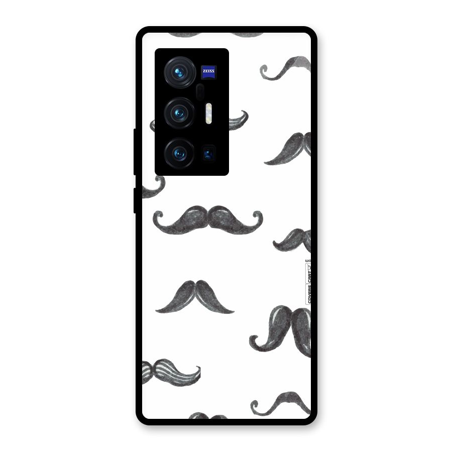 Moustache Pattern (Black) Glass Back Case for Vivo X70 Pro Plus