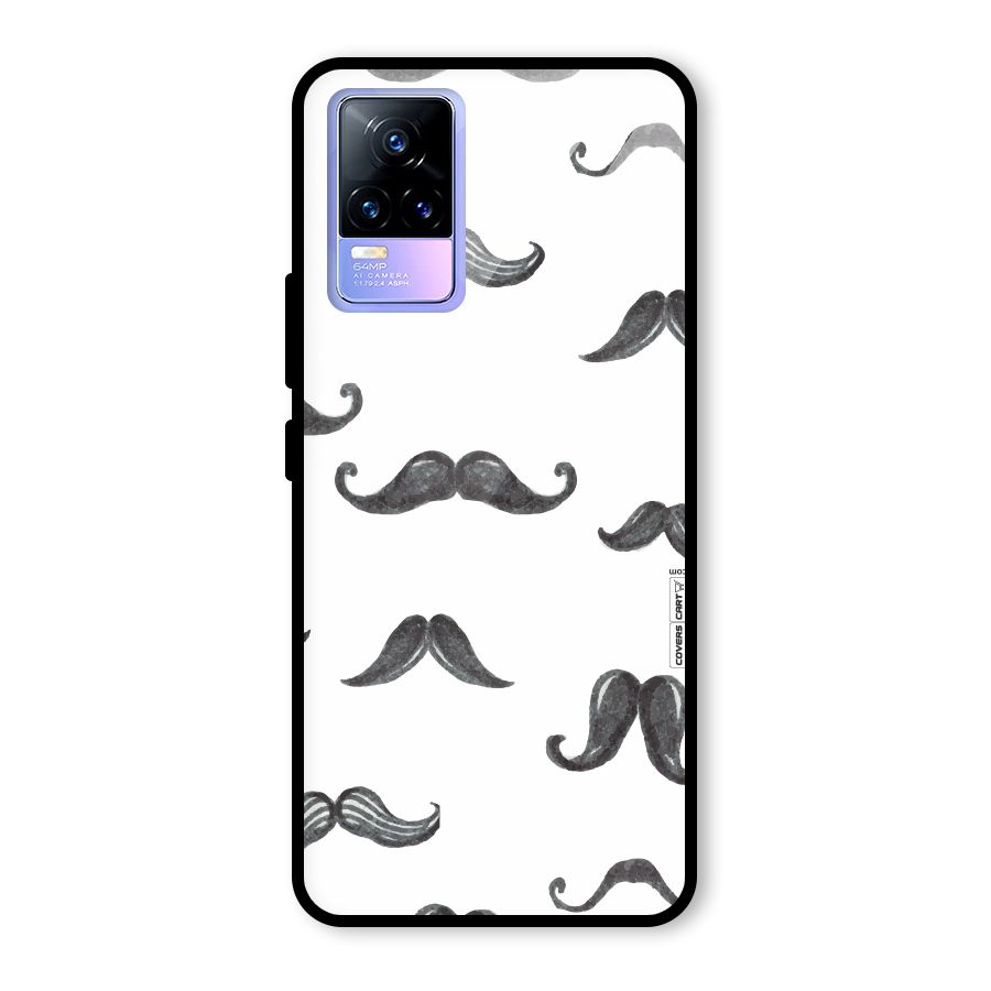 Moustache Pattern (Black) Glass Back Case for Vivo Y73