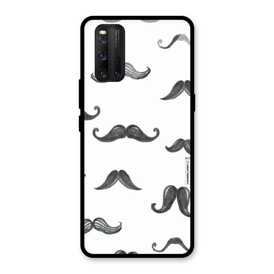 Moustache Pattern (Black) Glass Back Case for Vivo iQOO 3