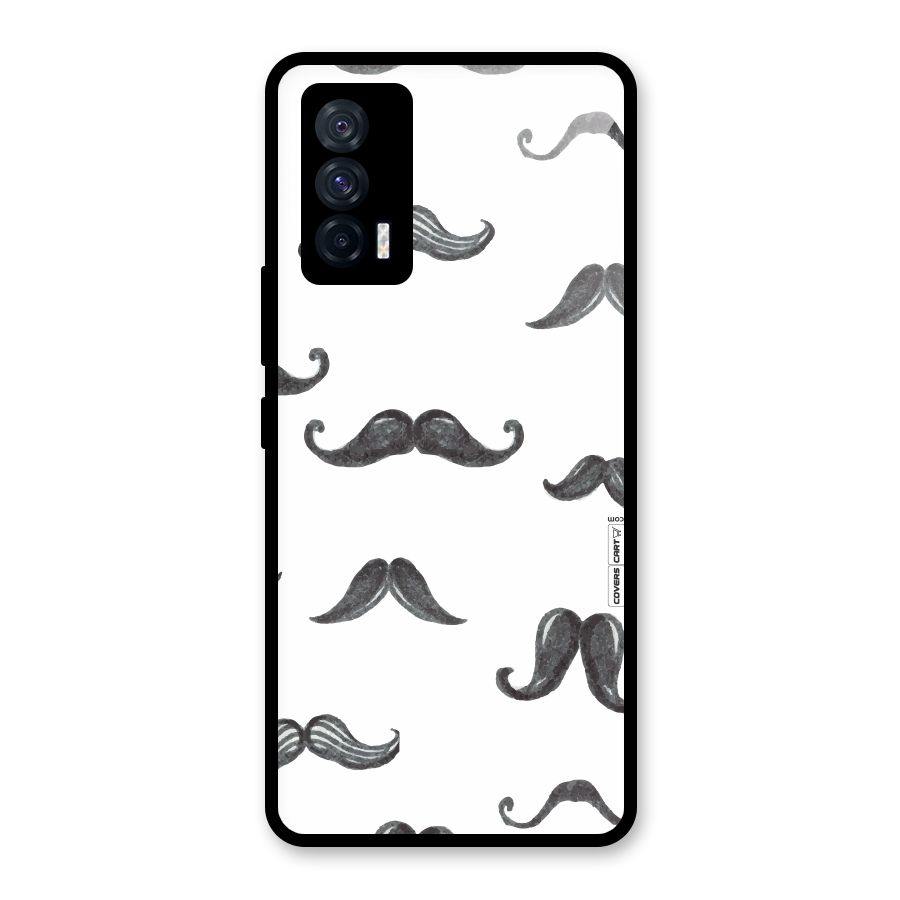 Moustache Pattern (Black) Glass Back Case for Vivo iQOO 7 5G