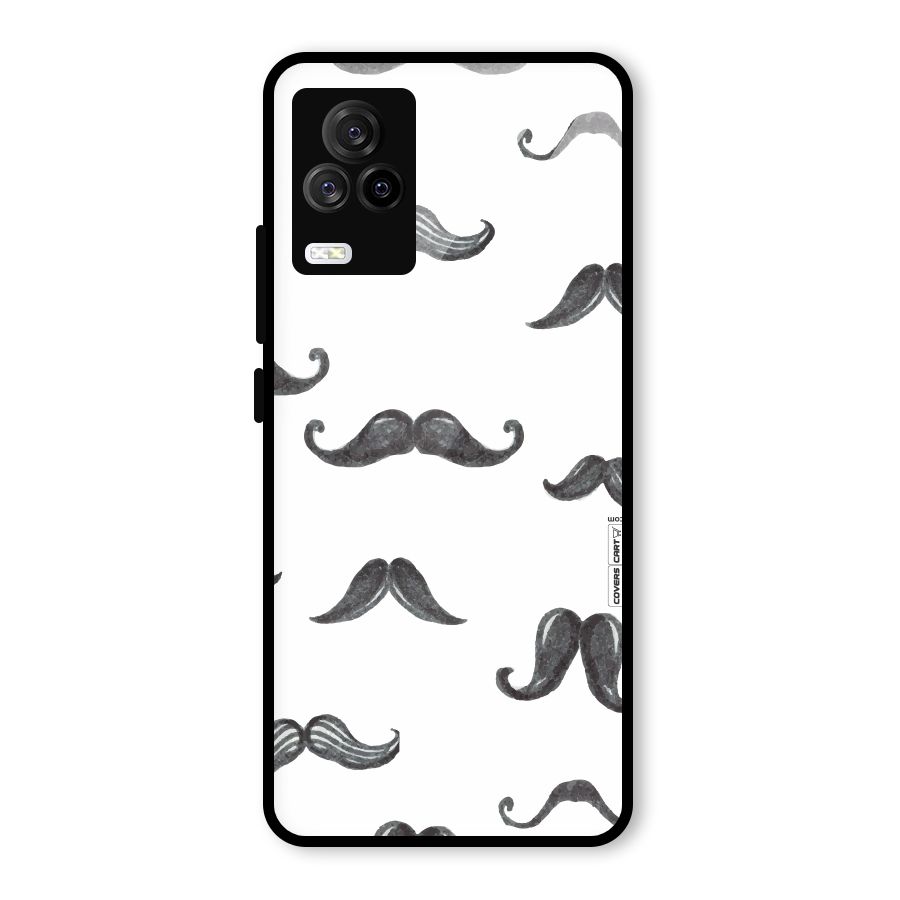 Moustache Pattern (Black) Glass Back Case for Vivo iQOO 7 Legend 5G