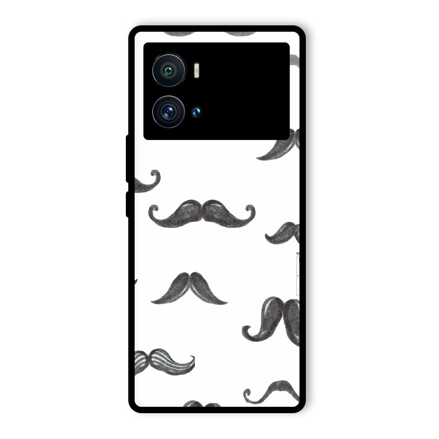 Moustache Pattern (Black) Glass Back Case for Vivo iQOO 9 Pro