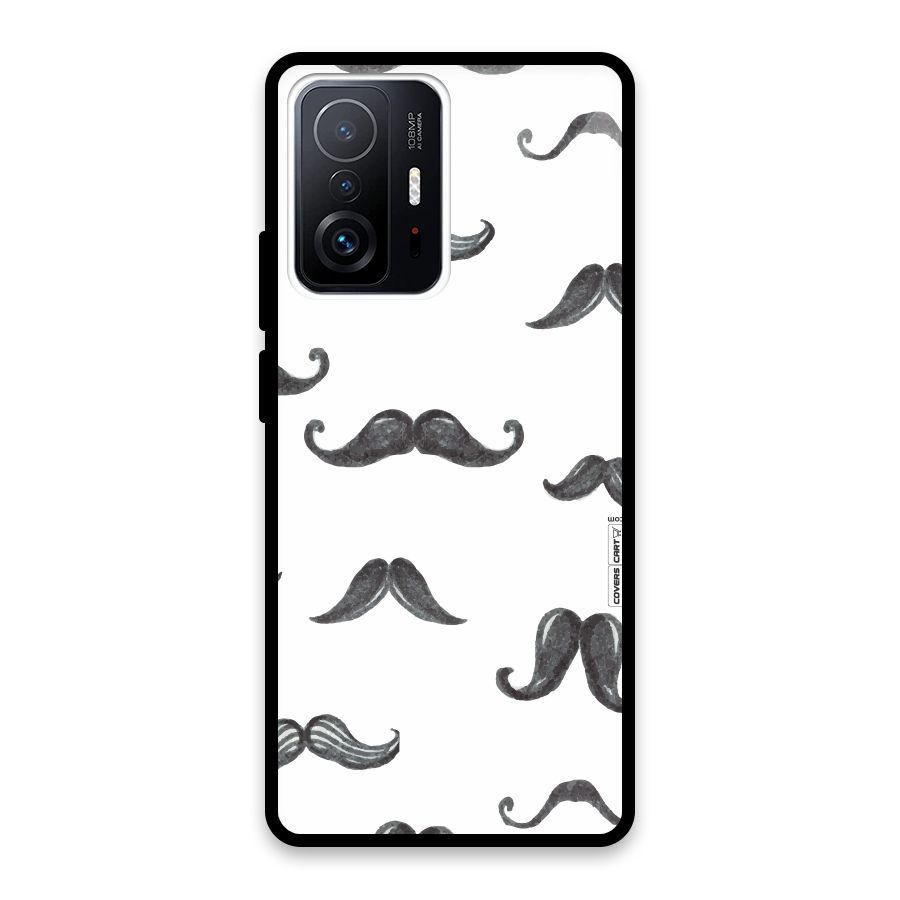 Moustache Pattern (Black) Glass Back Case for Xiaomi 11T Pro
