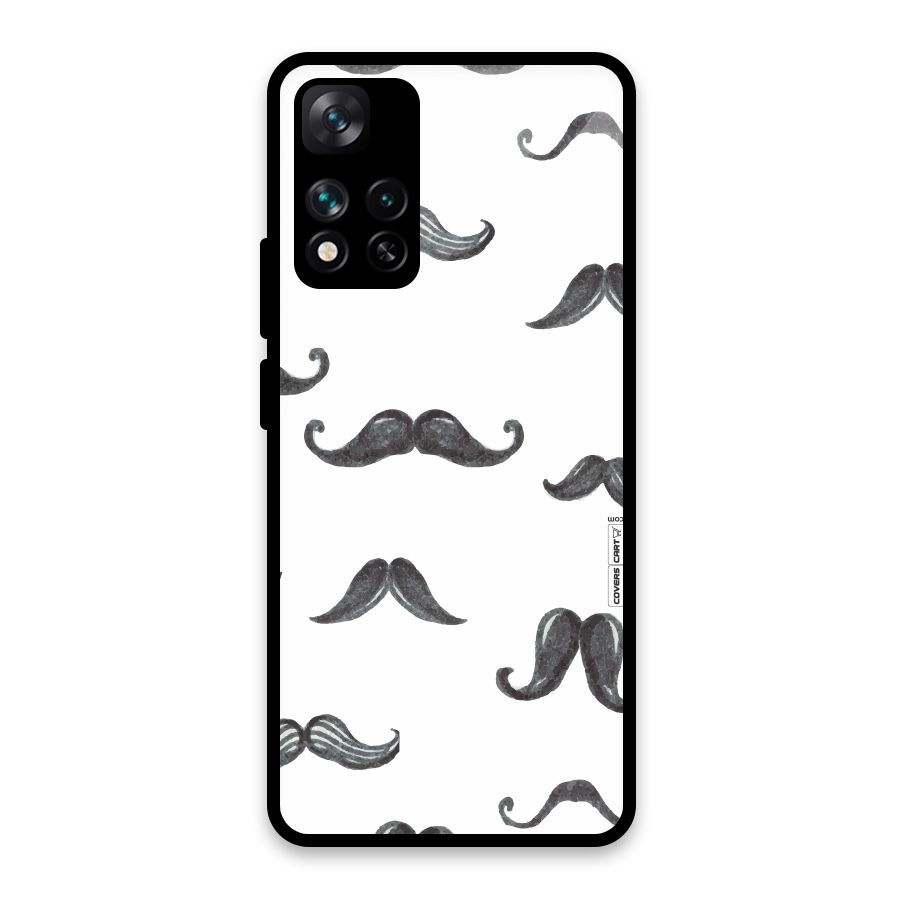 Moustache Pattern (Black) Glass Back Case for Xiaomi 11i HyperCharge 5G