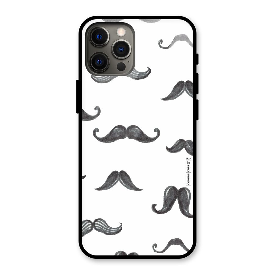 Moustache Pattern (Black) Glass Back Case for iPhone 12 Pro Max