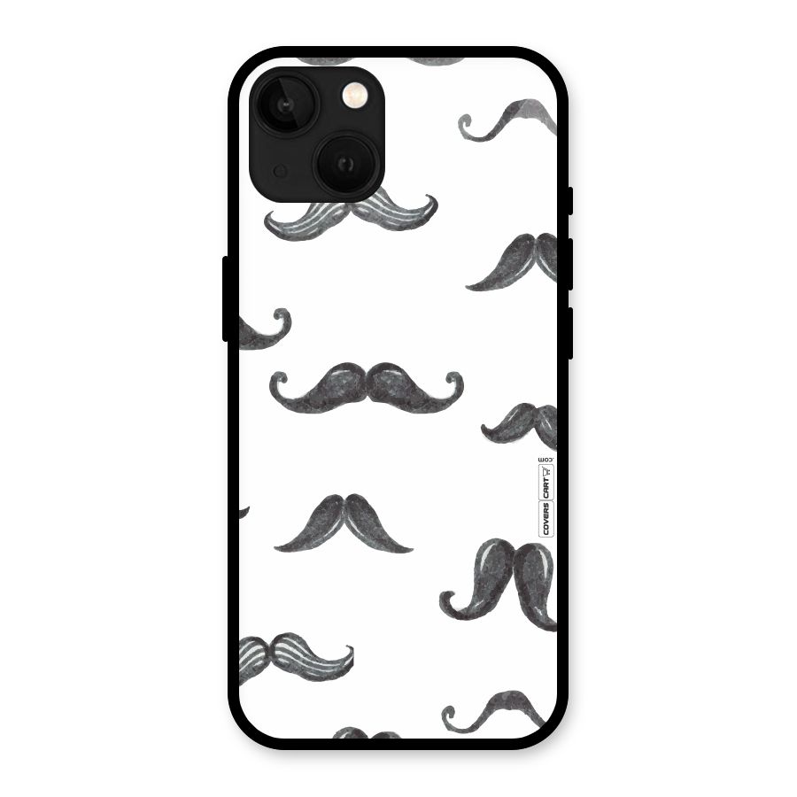 Moustache Pattern (Black) Glass Back Case for iPhone 13