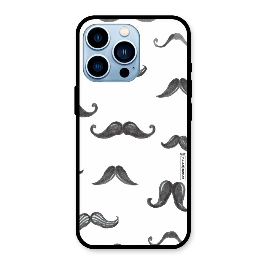 Moustache Pattern (Black) Glass Back Case for iPhone 13 Pro