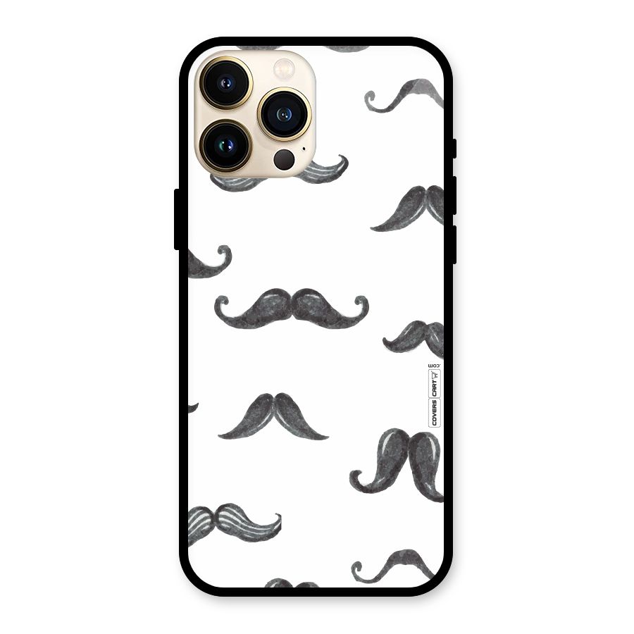 Moustache Pattern (Black) Glass Back Case for iPhone 13 Pro Max