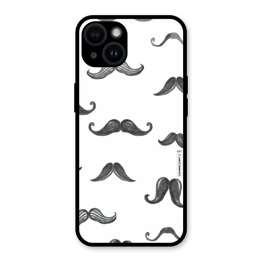 Moustache Pattern (Black) Glass Back Case for iPhone 14