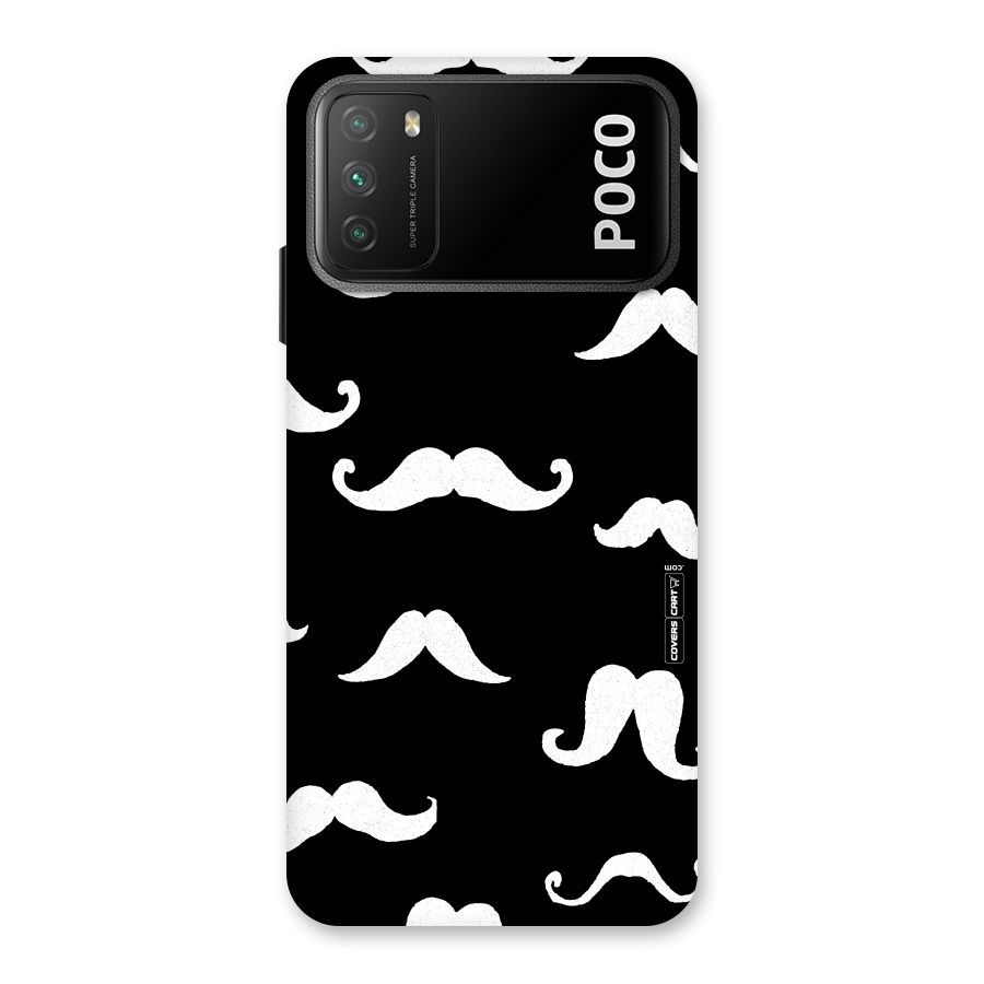 Moustache Pattern (White) Back Case for Poco M3