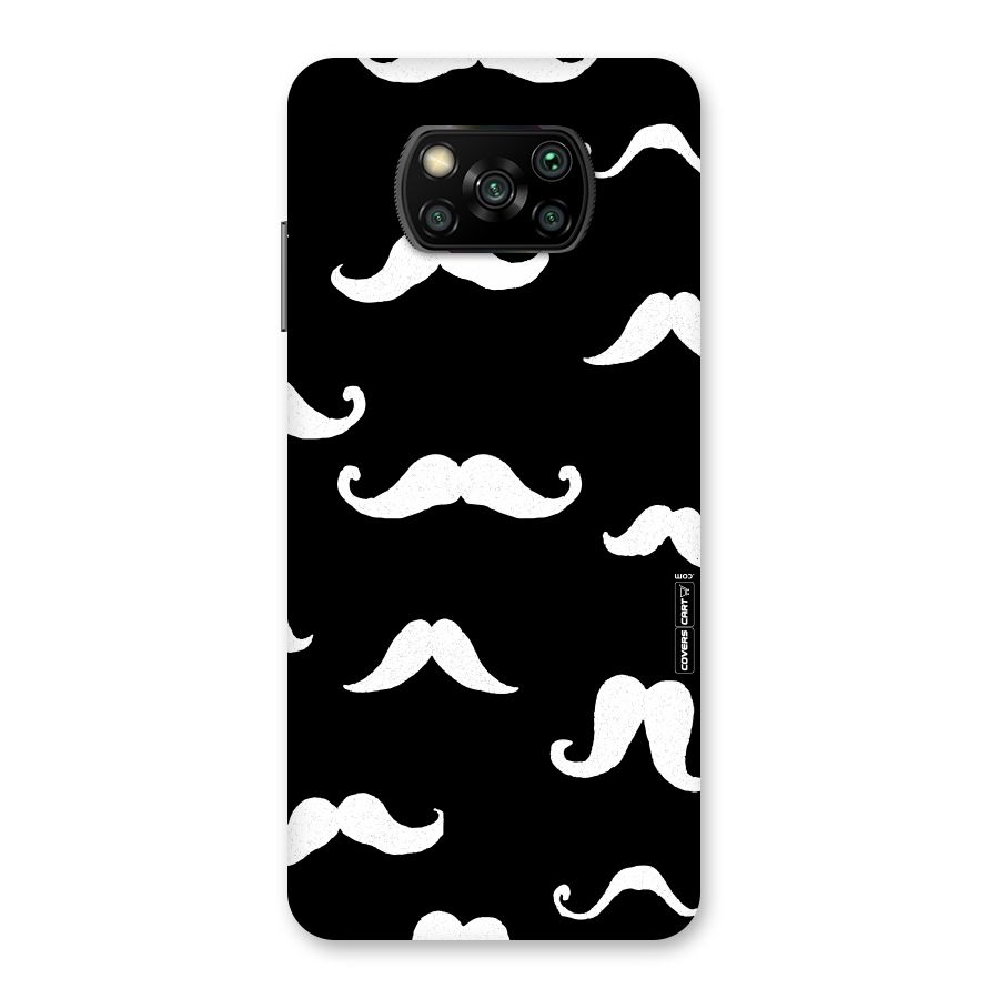 Moustache Pattern (White) Back Case for Poco X3