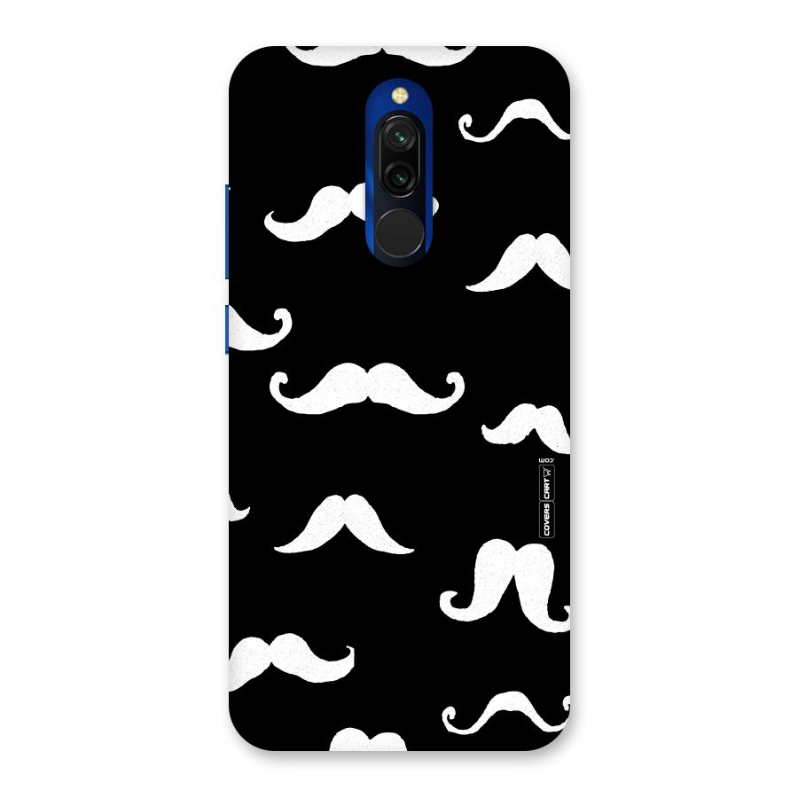 Moustache Pattern (White) Back Case for Redmi 8