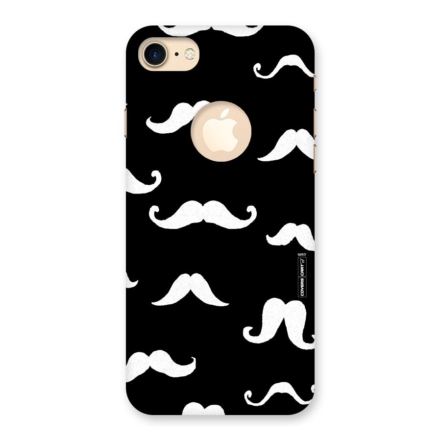 Moustache Pattern (White) Back Case for iPhone 7 Logo Cut