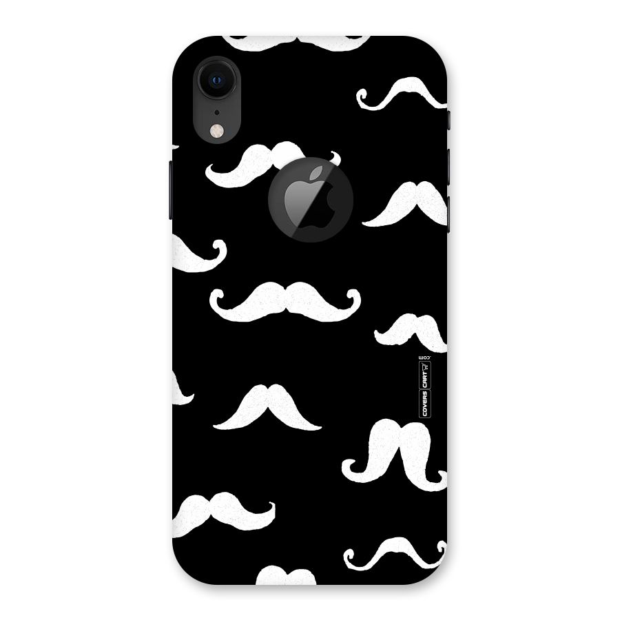 Moustache Pattern (White) Back Case for iPhone XR Logo Cut