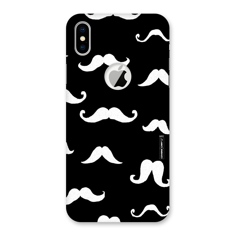 Moustache Pattern (White) Back Case for iPhone X Logo Cut
