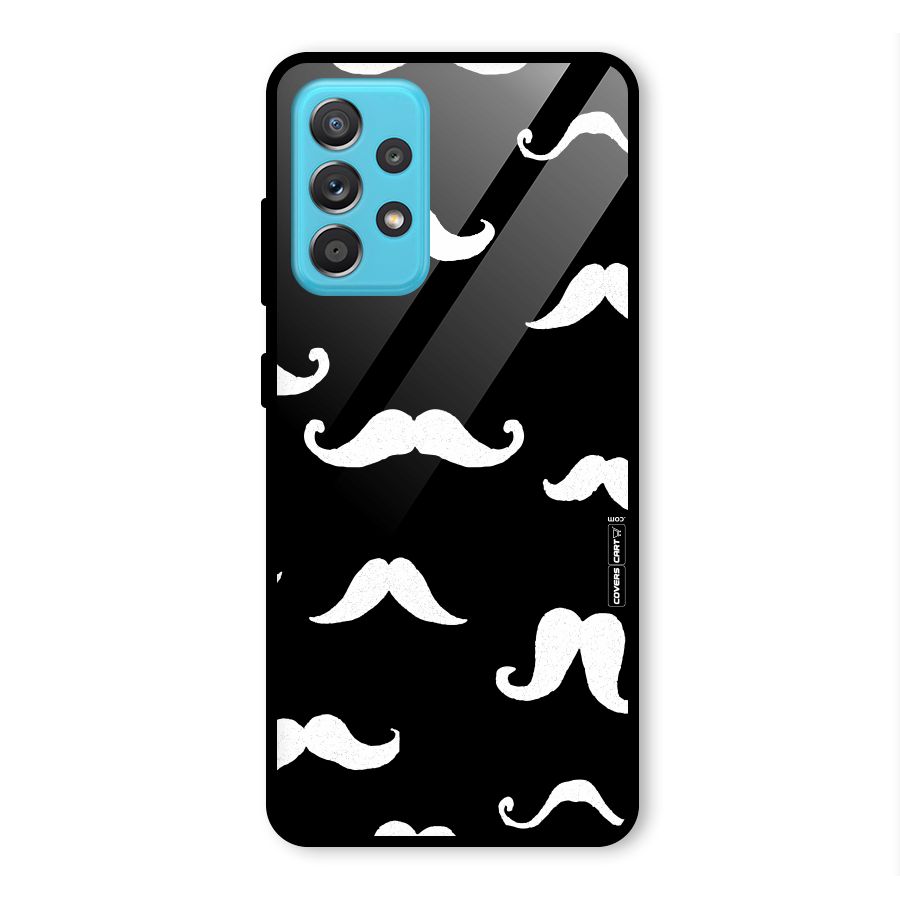 Moustache Pattern (White) Glass Back Case for Galaxy A52