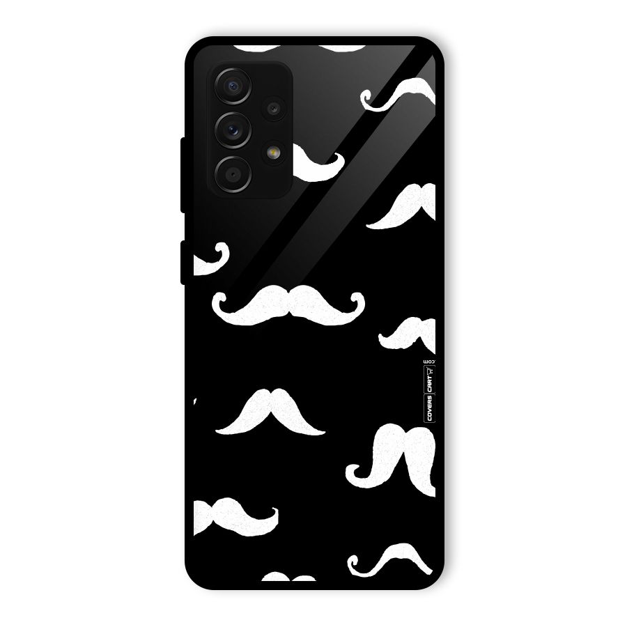 Moustache Pattern (White) Glass Back Case for Galaxy A53 5G