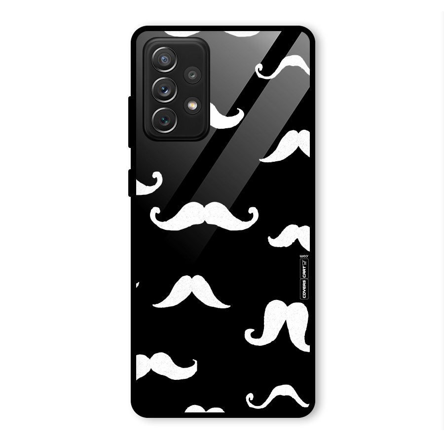 Moustache Pattern (White) Glass Back Case for Galaxy A72