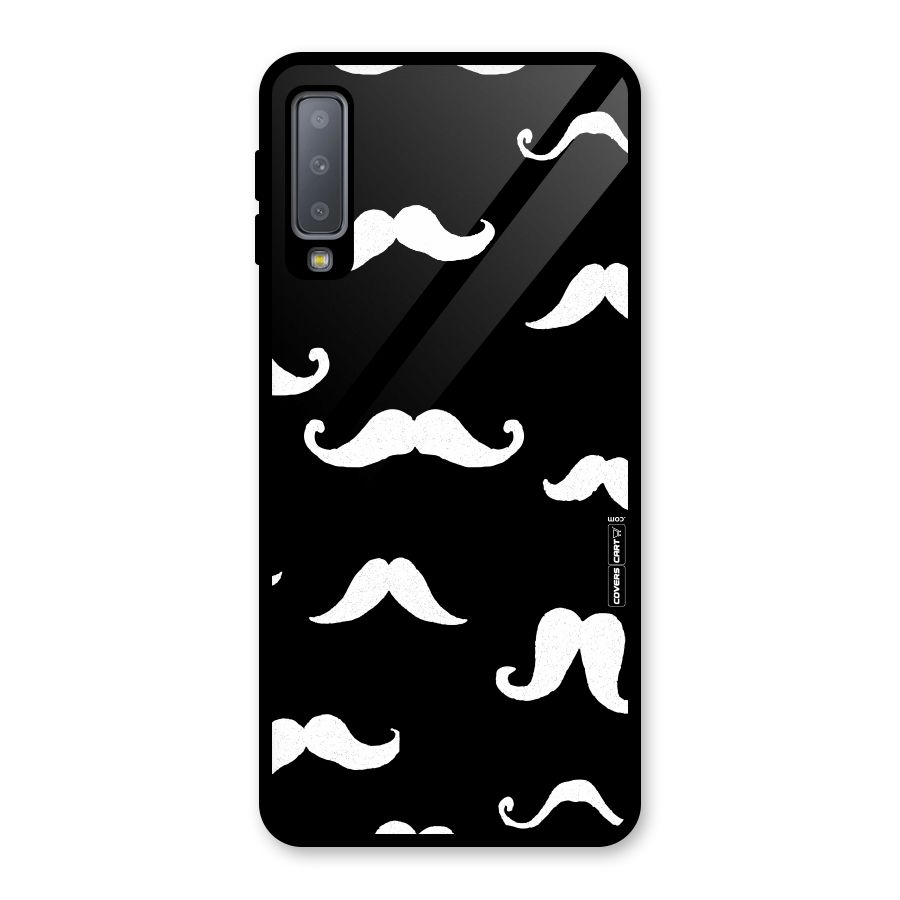 Moustache Pattern (White) Glass Back Case for Galaxy A7 (2018)