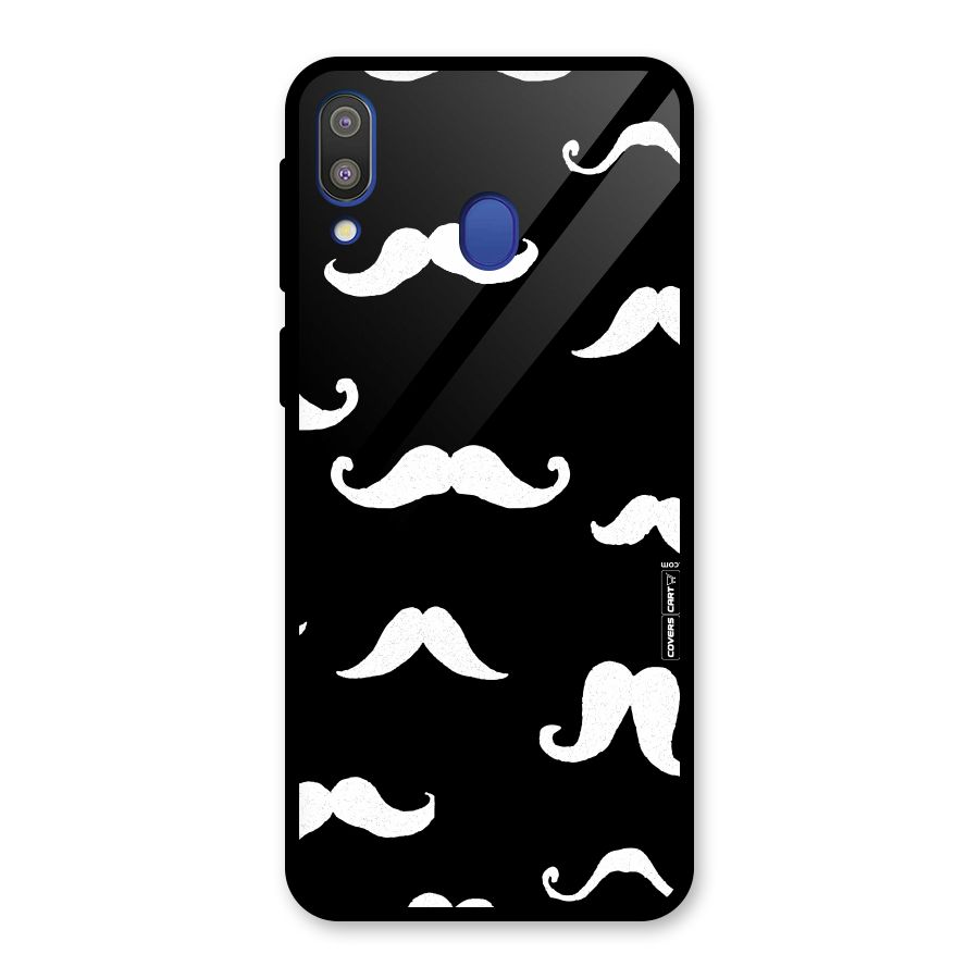 Moustache Pattern (White) Glass Back Case for Galaxy M20